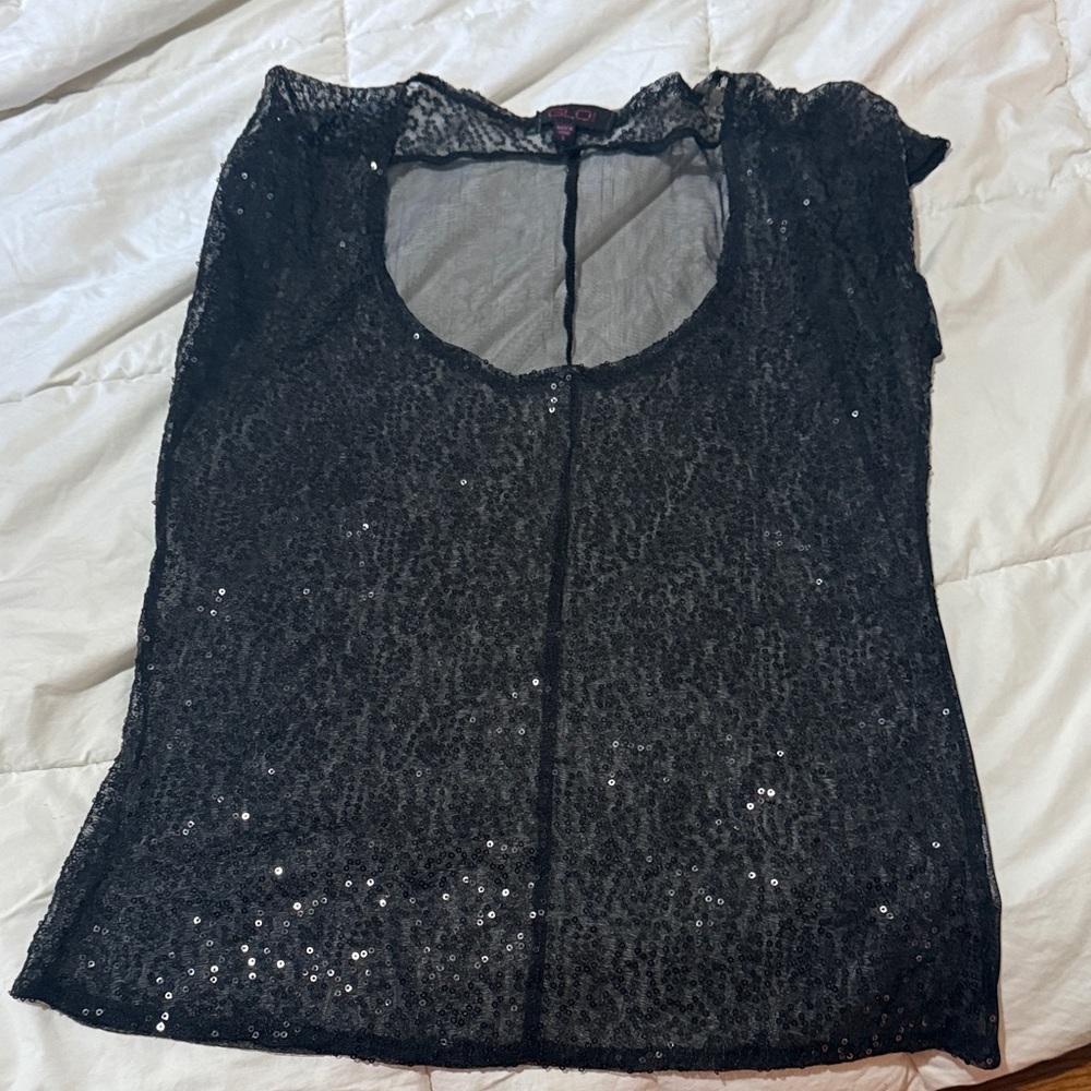 GLO Jeans Black Sequin Lace Blouse